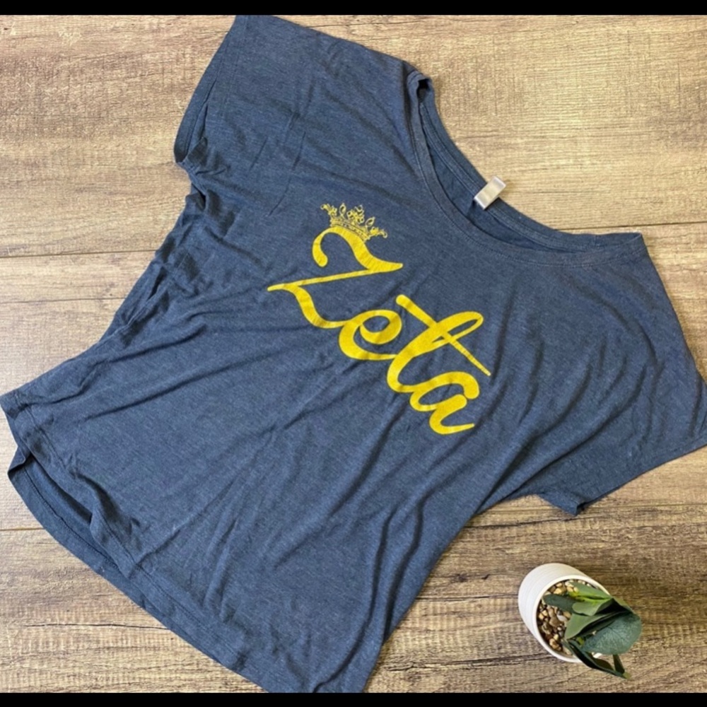 kate spade Navy Tee with Yellow 'Zeta' Script